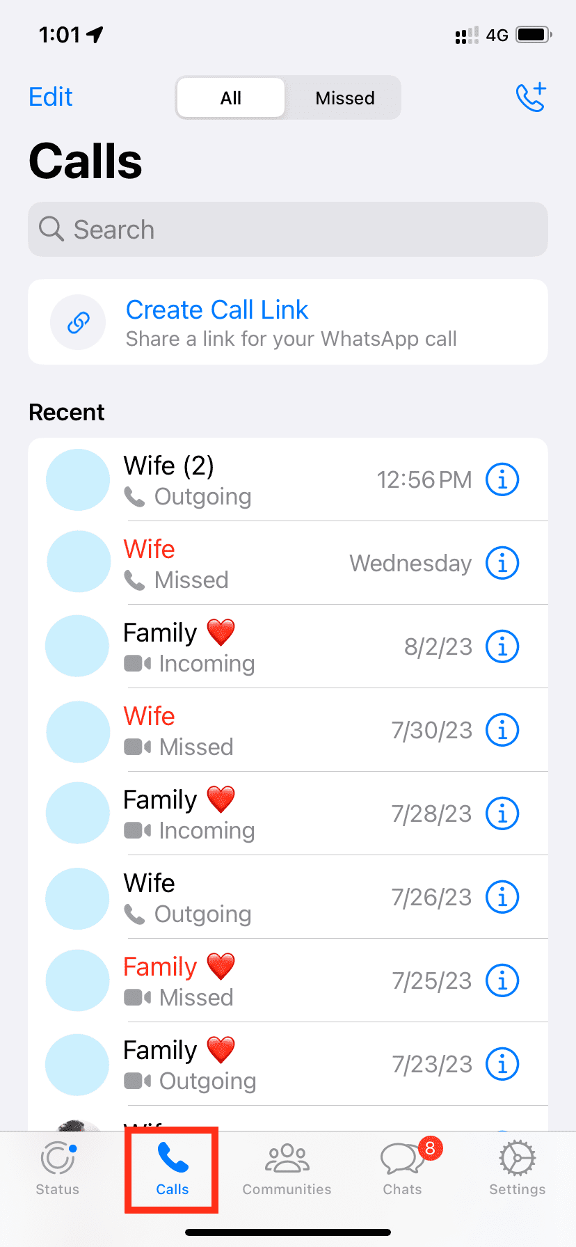 WhatsApp call record on iPhone