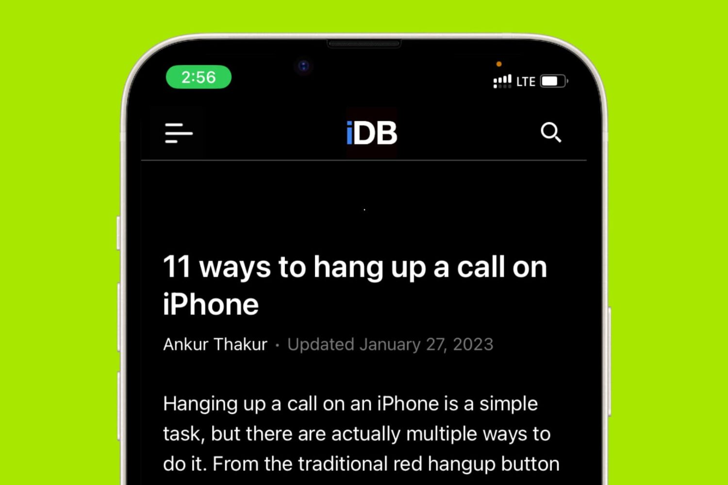 iDB open in Safari on iPhone during a phone call