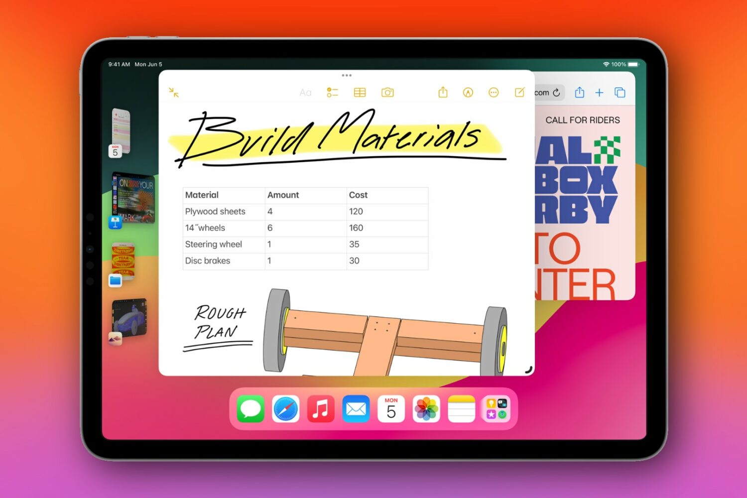 Showcasing windowed multitasking with Stage Manager in iPadOS 17