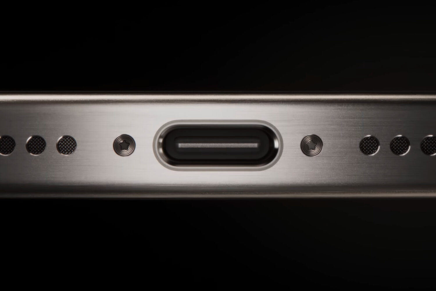 Close up of the USB-C port on iPhone 15 Pro Max