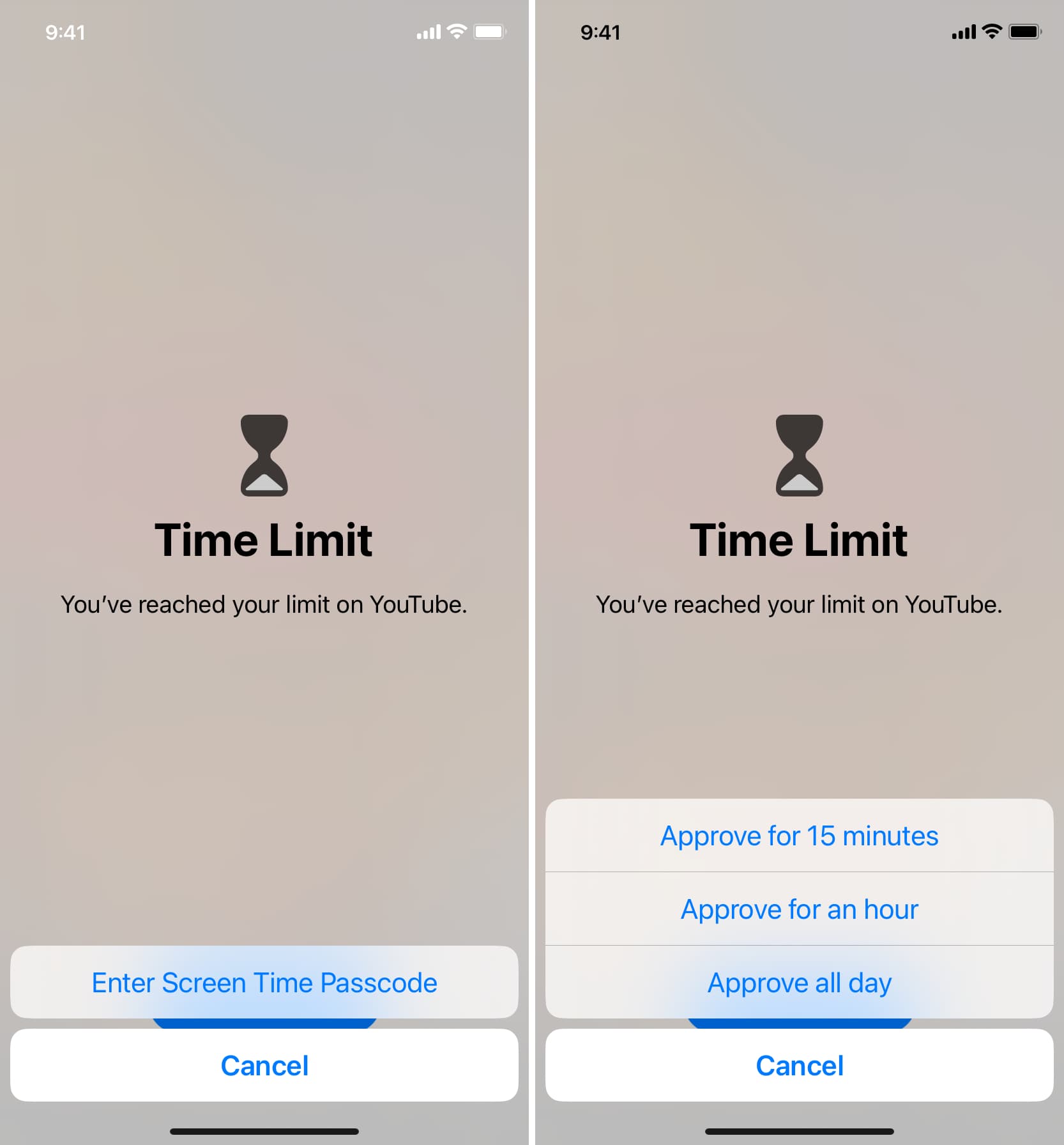 Approve app for 15 more minutes, one hour, or all day on iPhone
