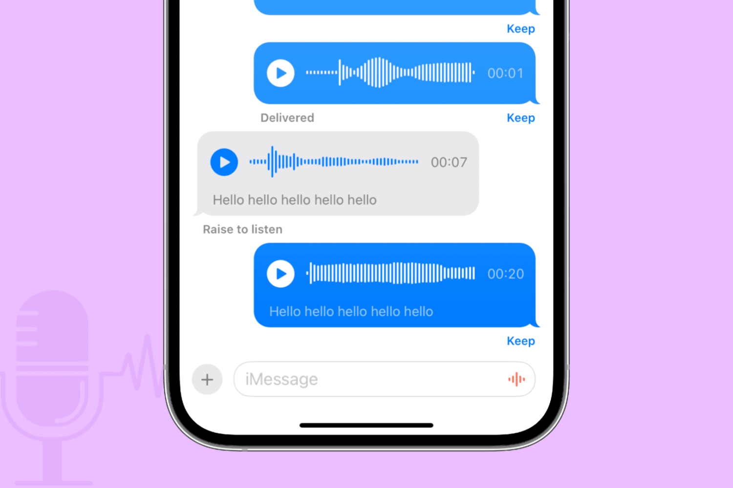 Audio messages on iPhone