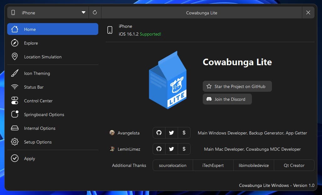 Cowabunga Lite for Windows.