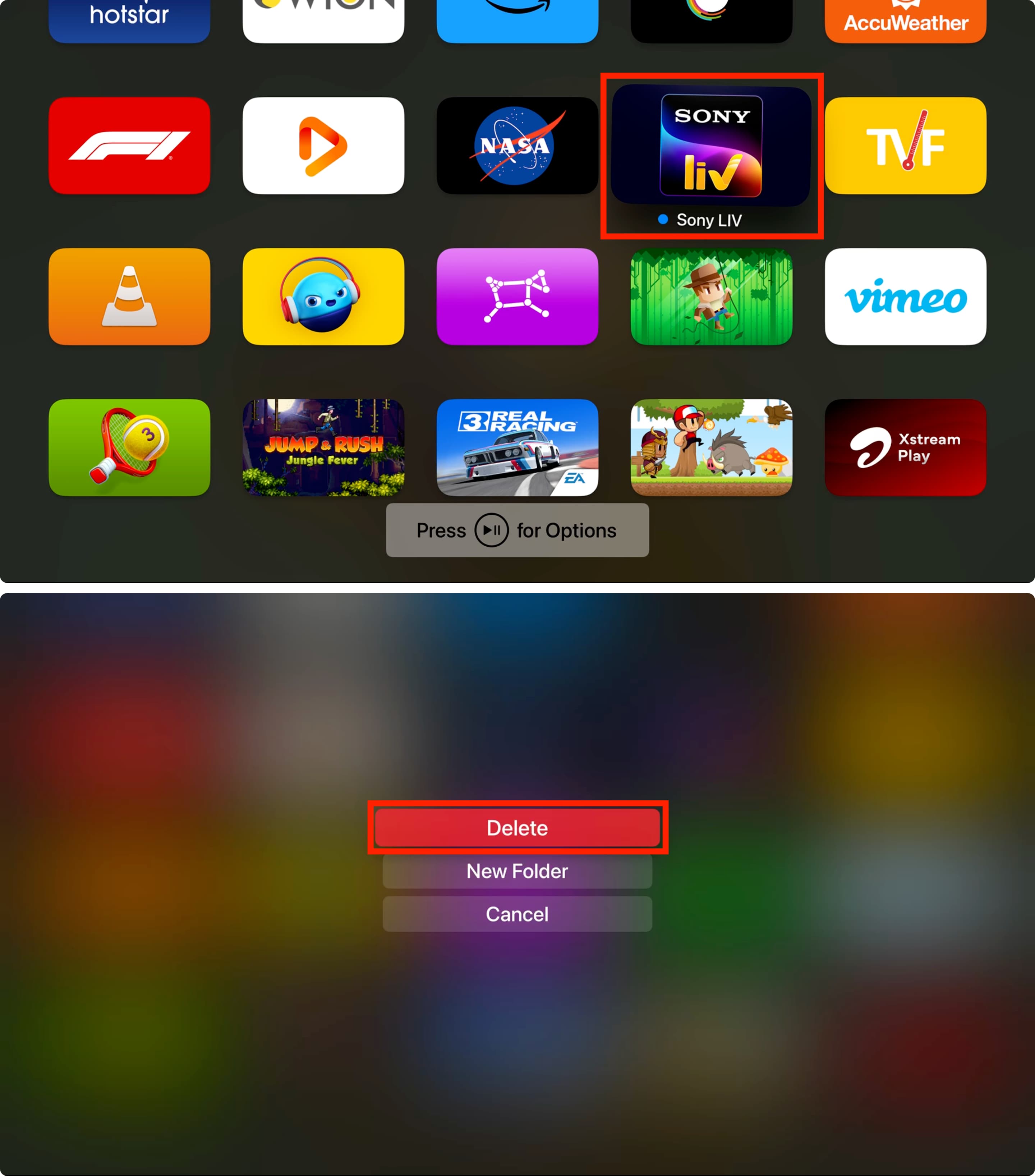 Delete Apple TV app from Home Screen