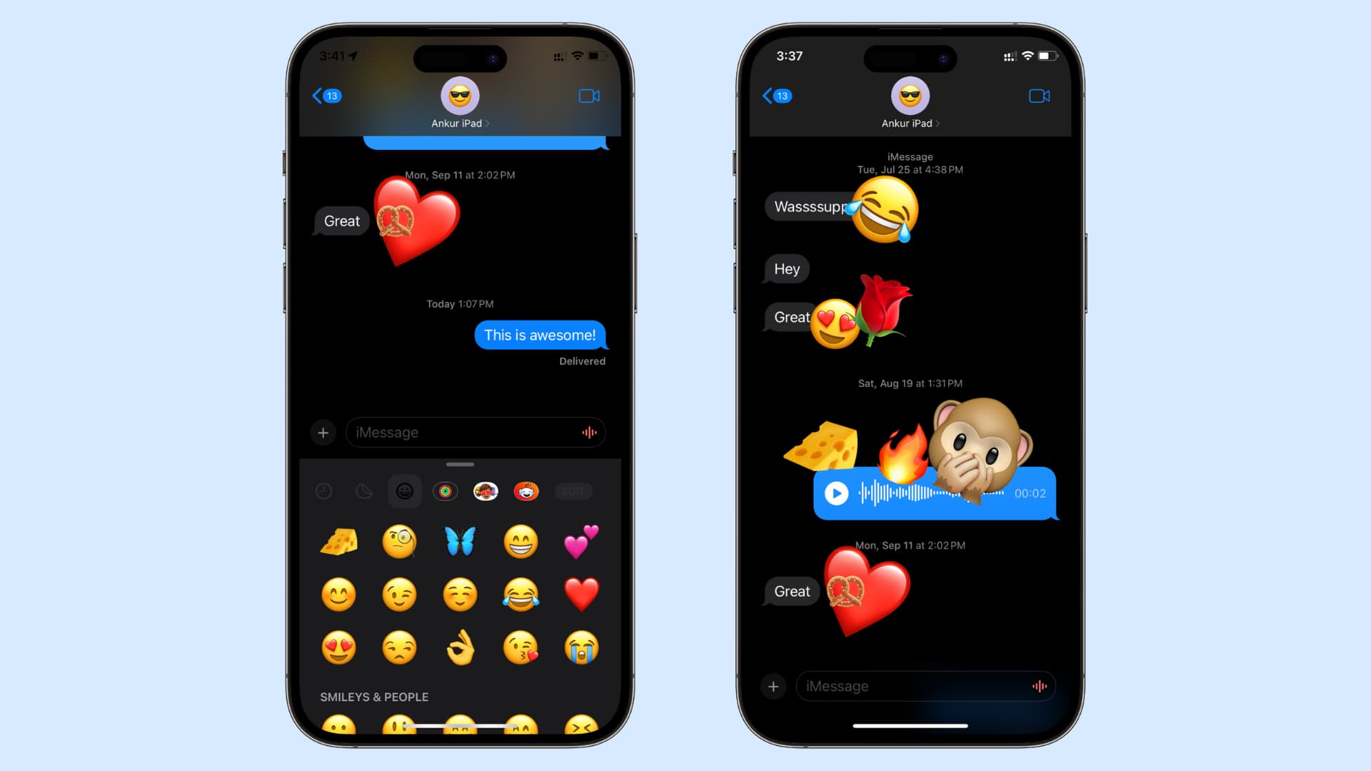 Emoji reactions in Messages app on iPhone