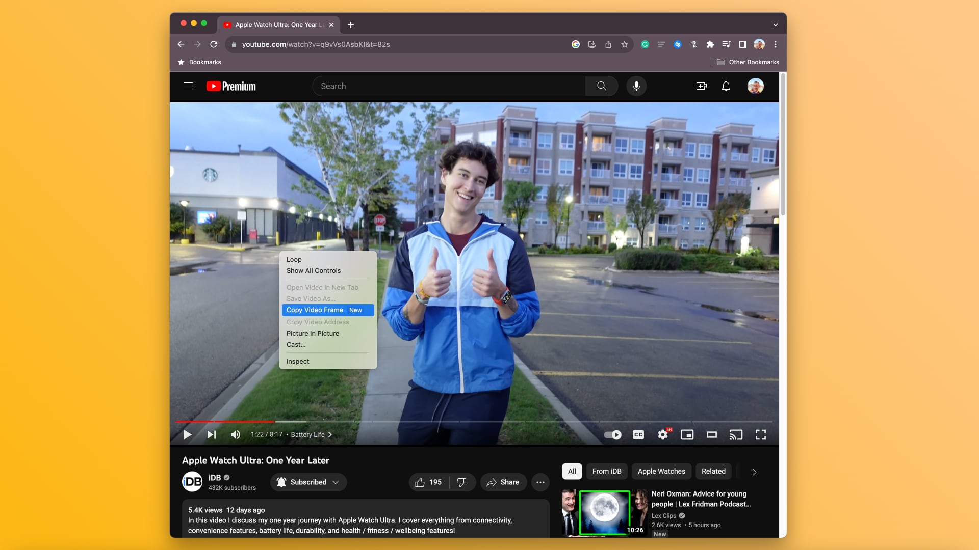 Google Chrome: How to copy a full-resolution video frame without taking a screenshot
