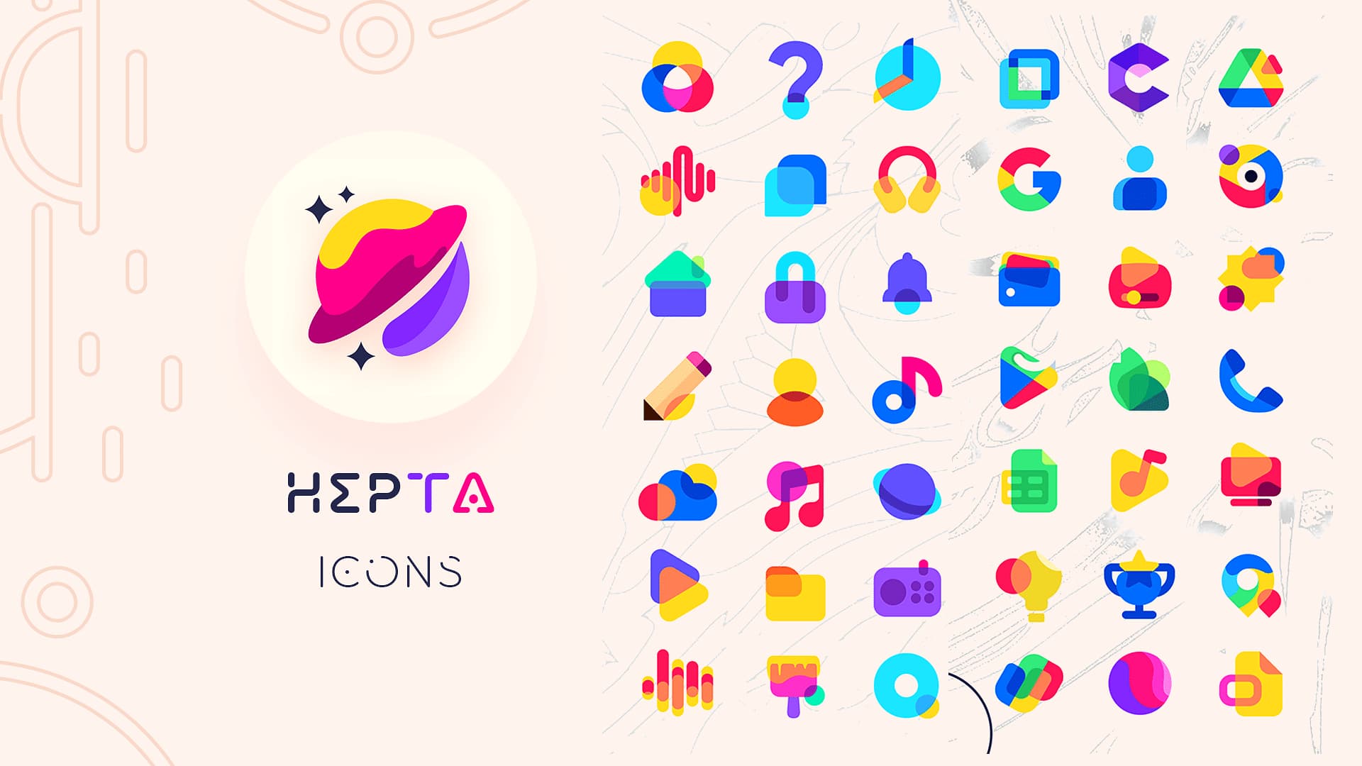 HEPTA Theme brings exciting colorful app icons to your Home Screen