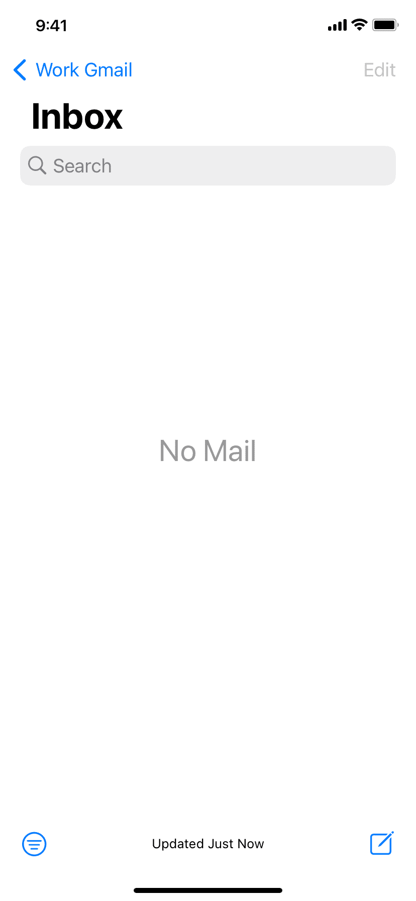 No Mail in Mail app inbox on iPhone