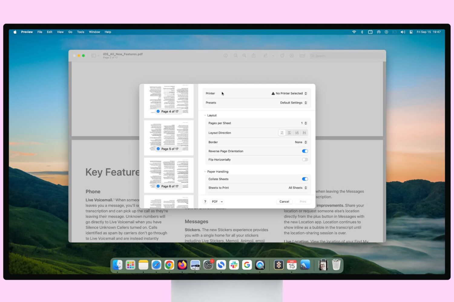Printing PDF from Preview on Mac