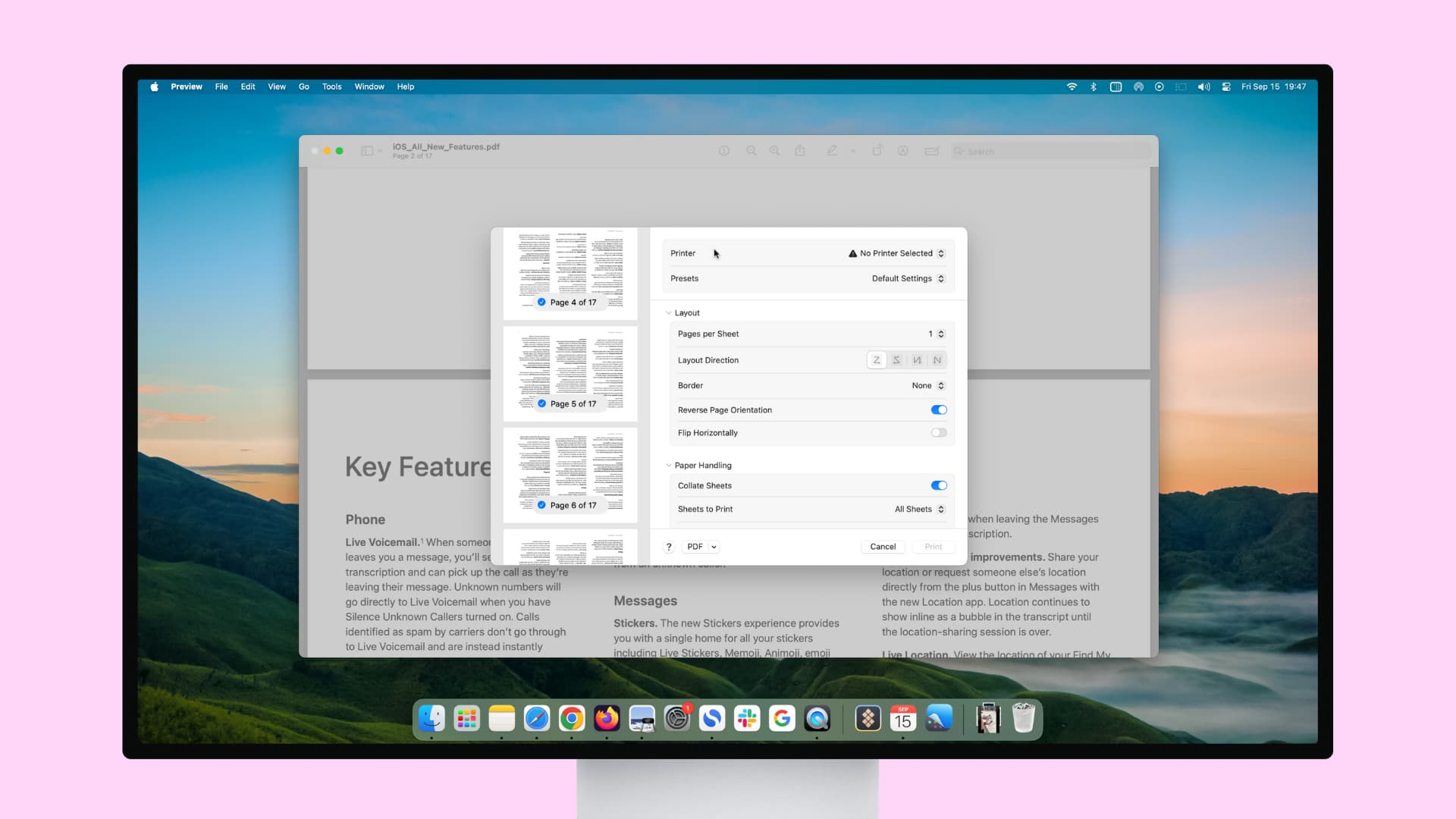 Printing PDF from Preview on Mac