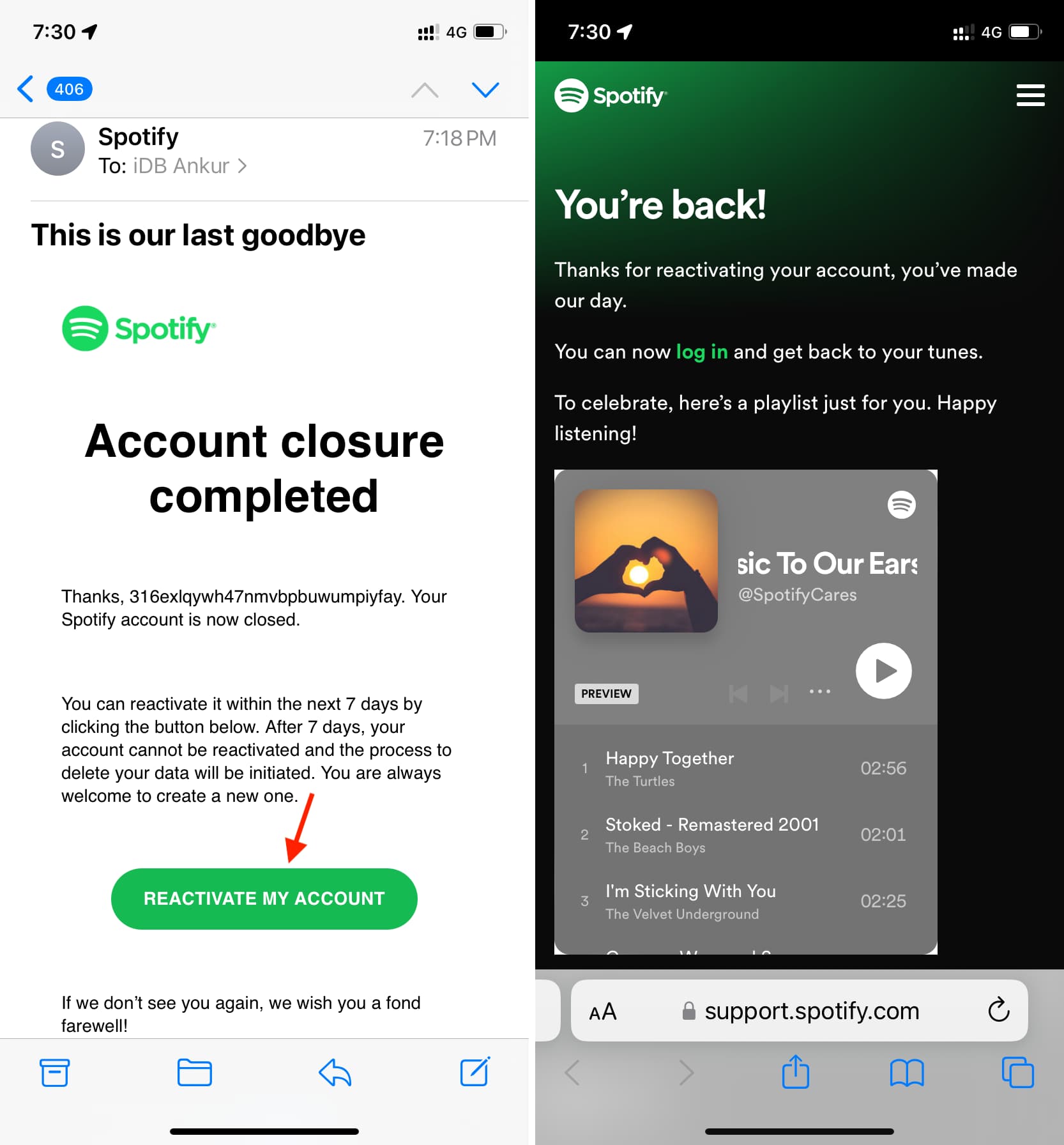 Reactivate your deleted Spotify account