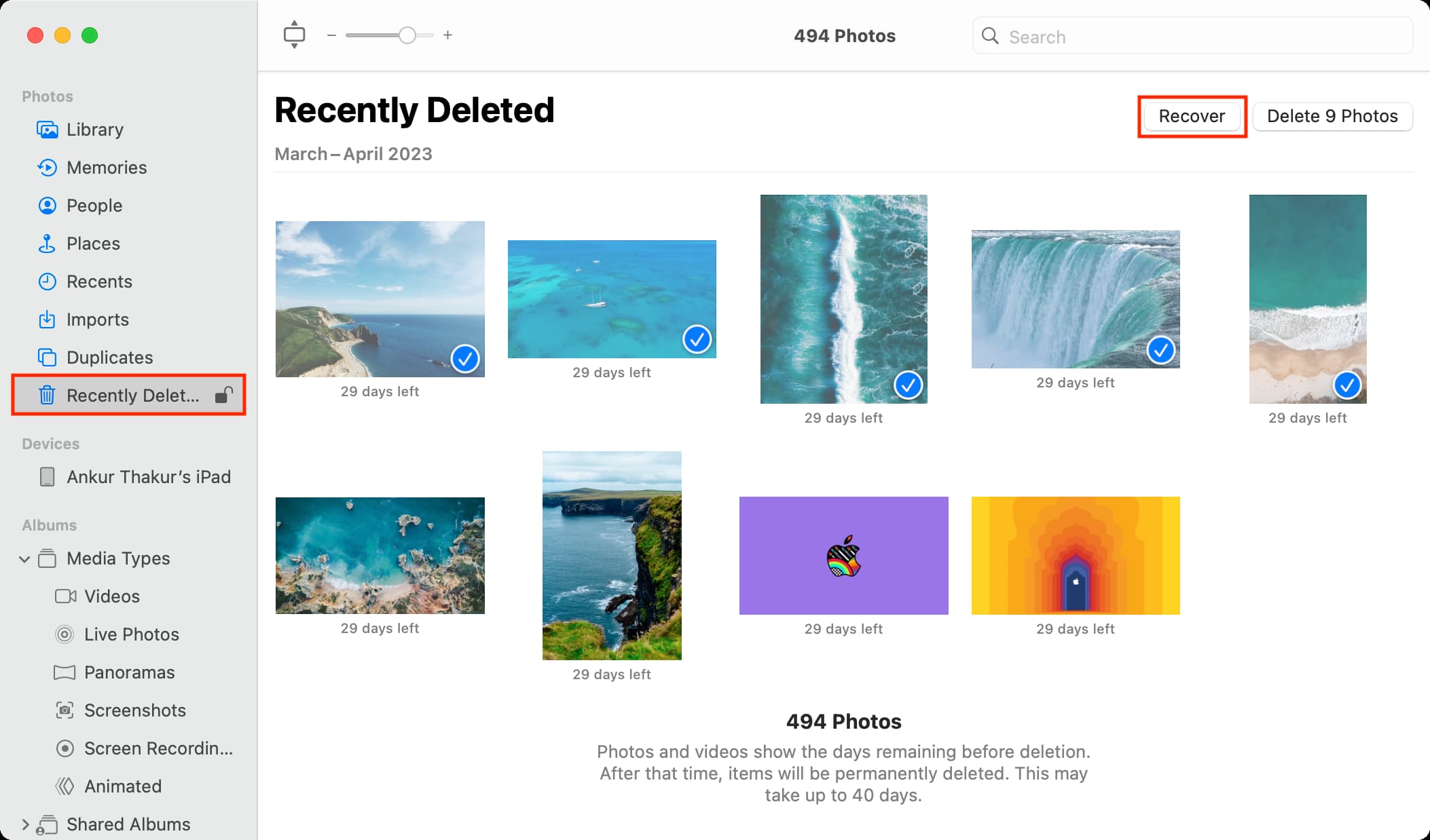Recover deleted photos and videos on Mac