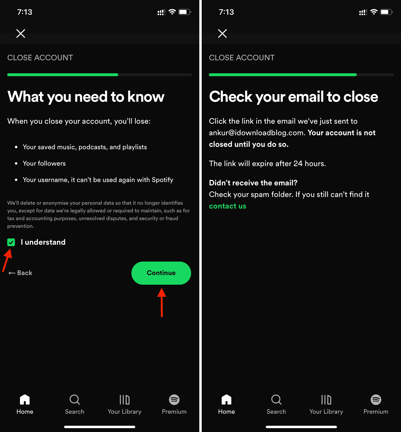 Understand and confirm Spotify account deletion