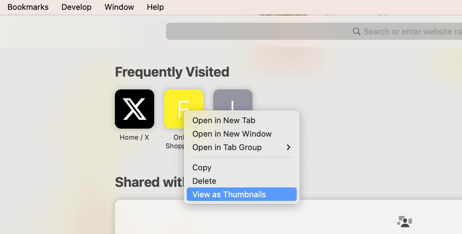 View frequently visited sites as thumbnails in Safari on Mac