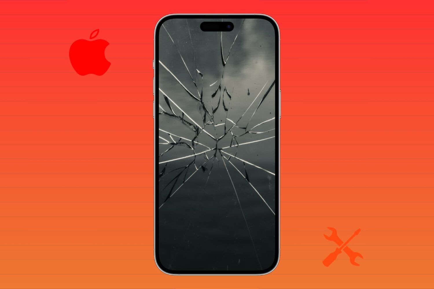 iPhone with broken glass image on screen