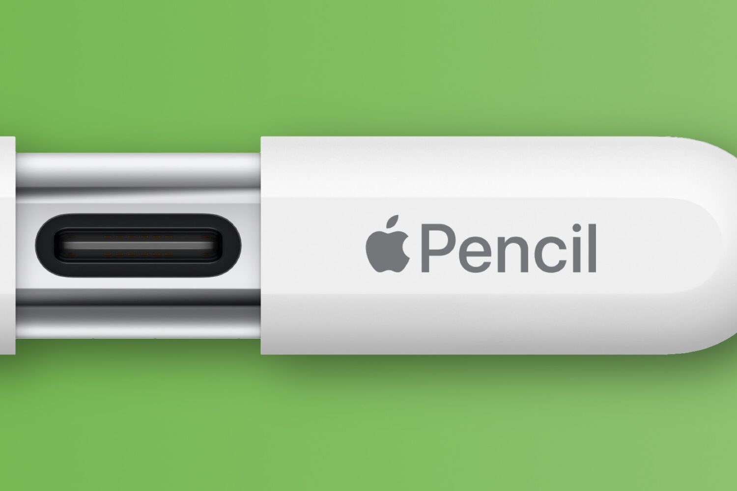 Closeup of the USB-C port beneath the Apple Pencil's sliding cap