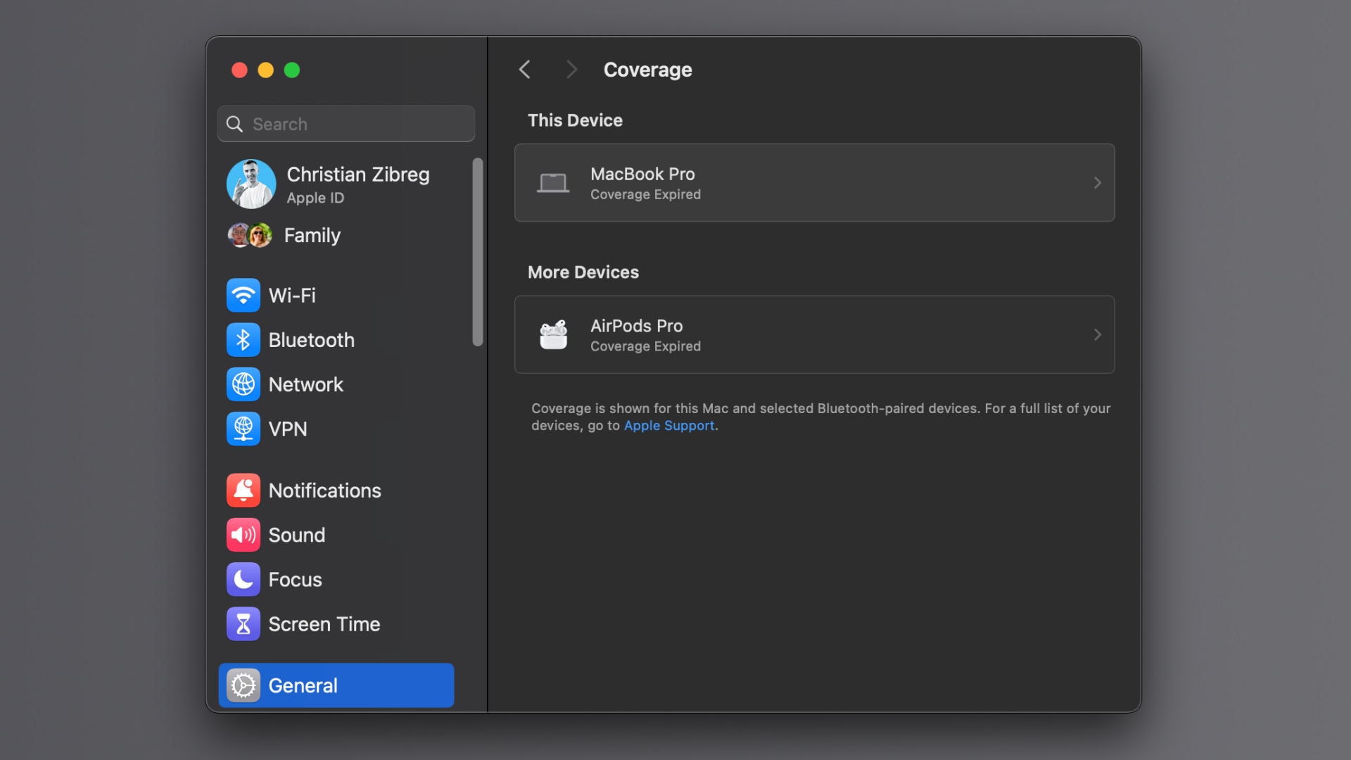 macOS 14.1 adds a dedicated warranty Coverage section to System Settings