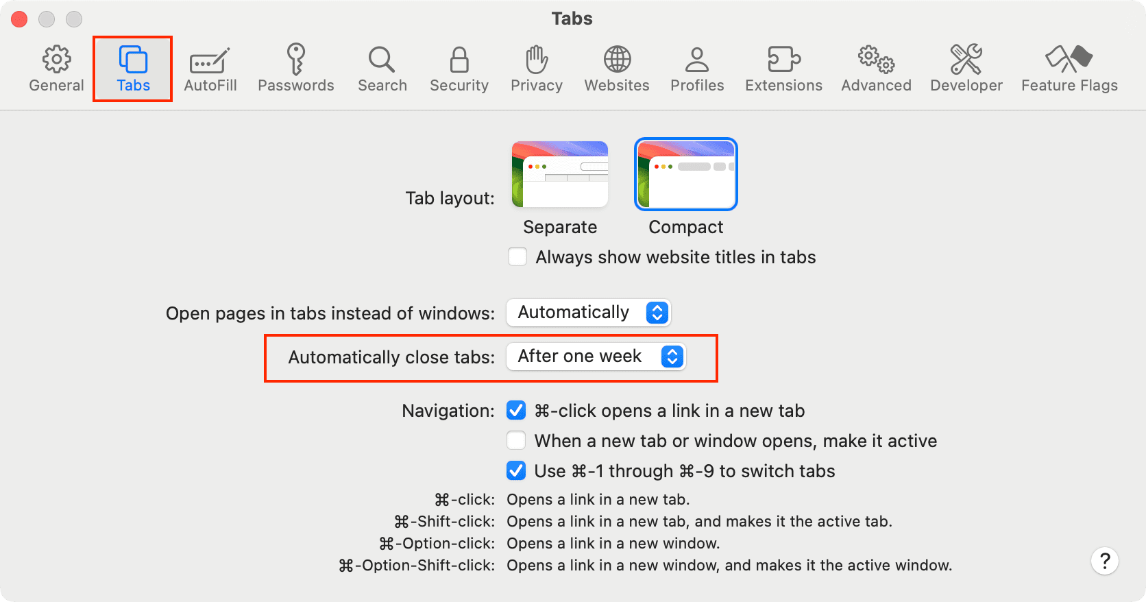 Automatically close tabs in Safari on Mac