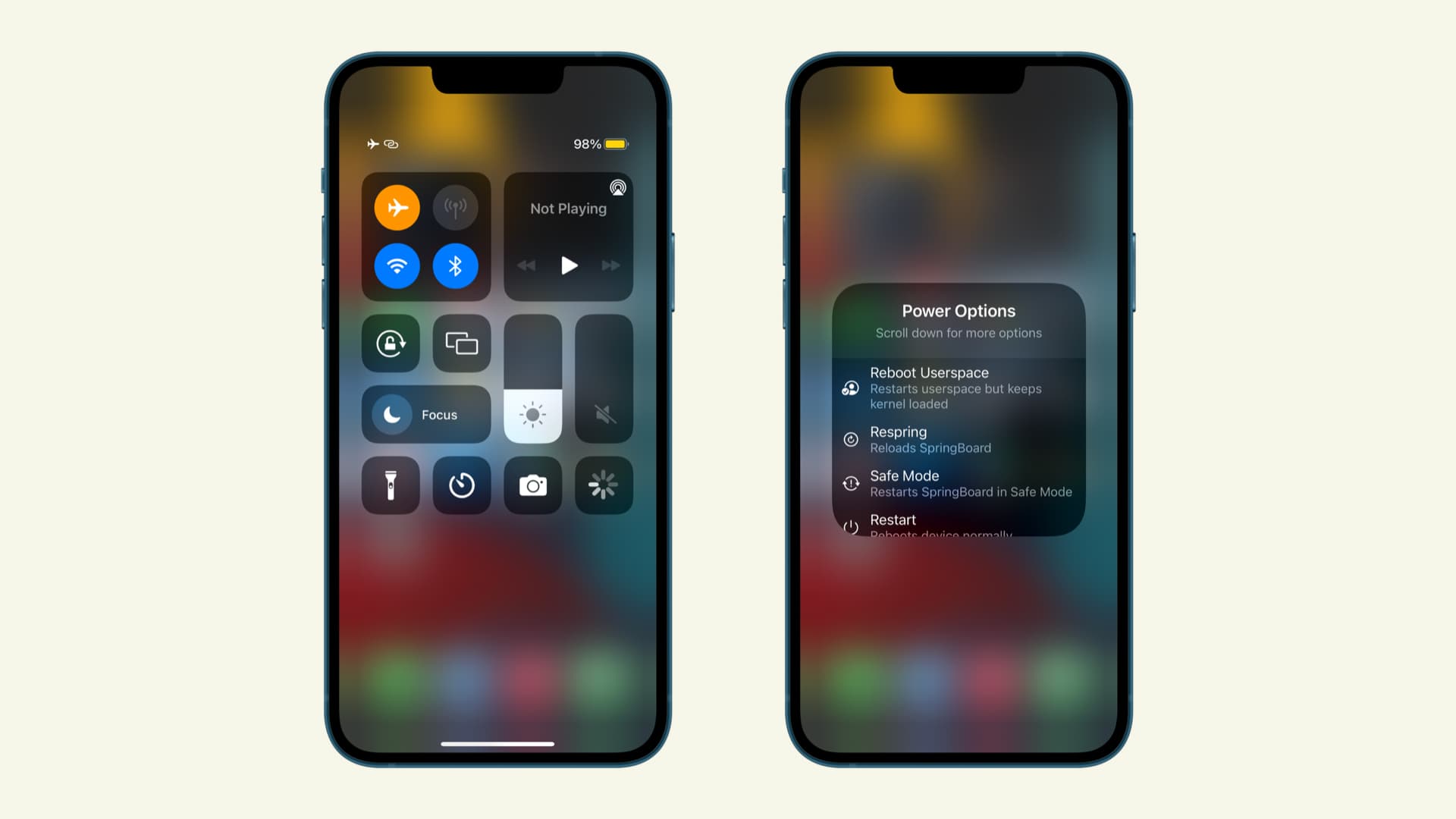 Add handy device power cycle options to Control Center with CCPowerMenu
