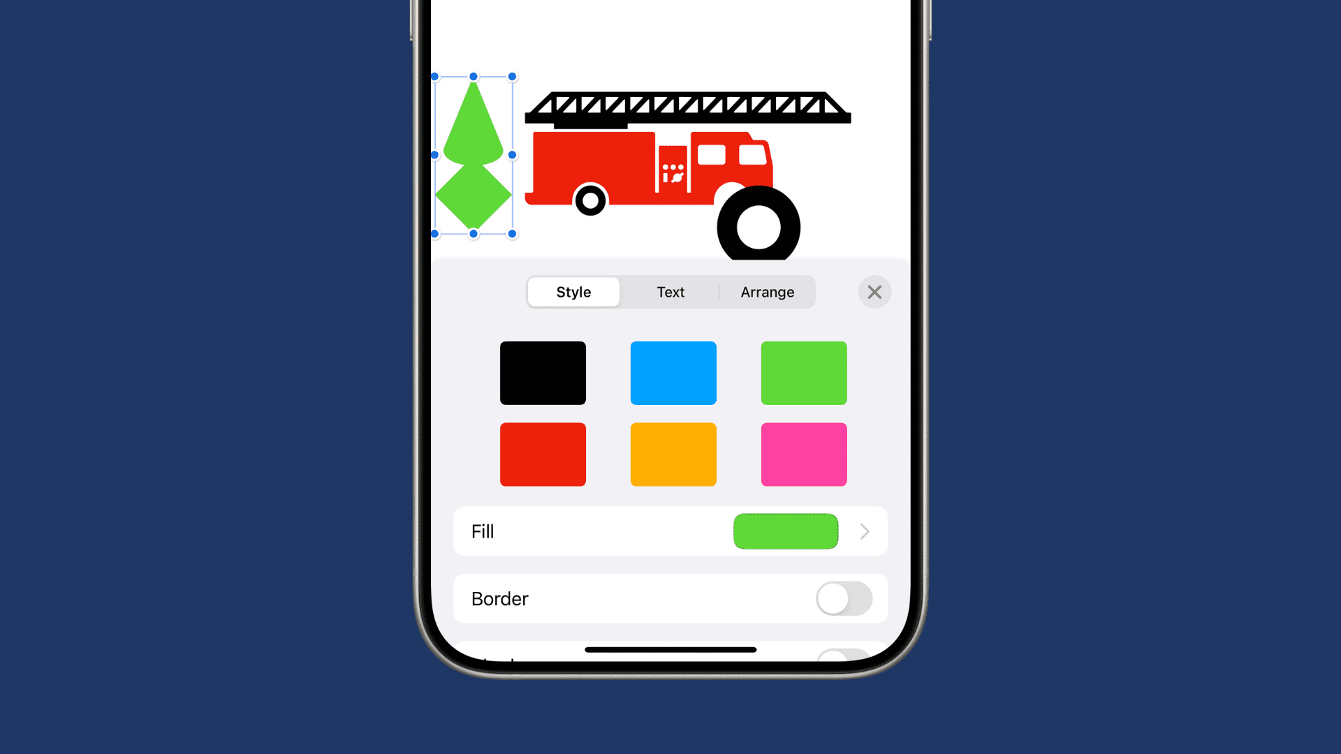 Combined shapes in Pages on iPhone