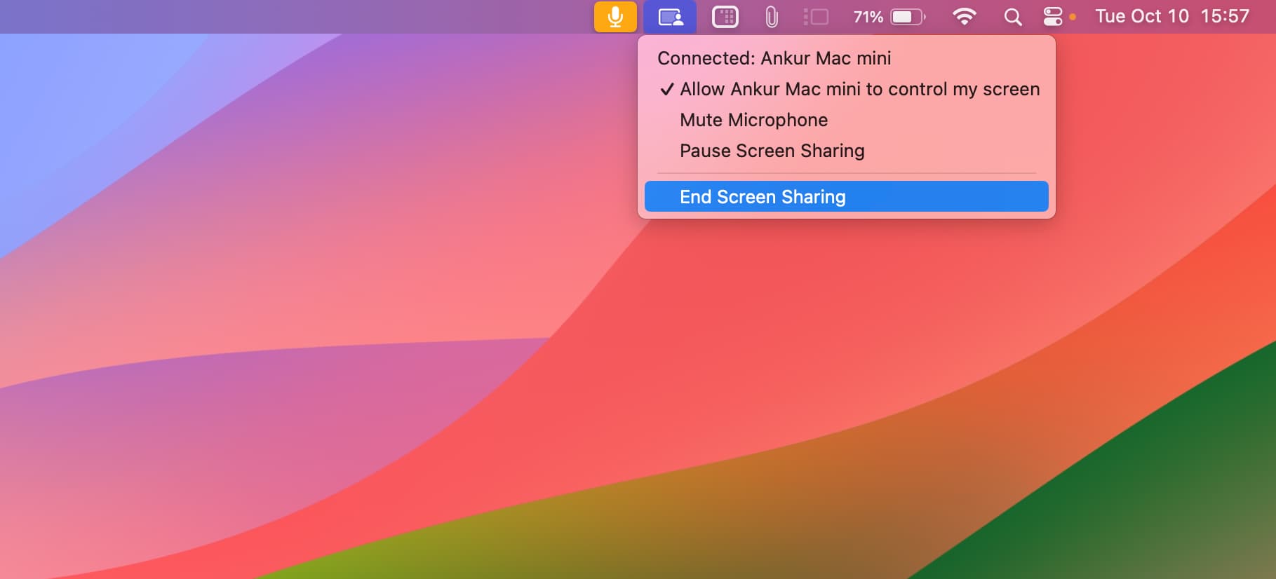 End Screen Sharing from your Mac