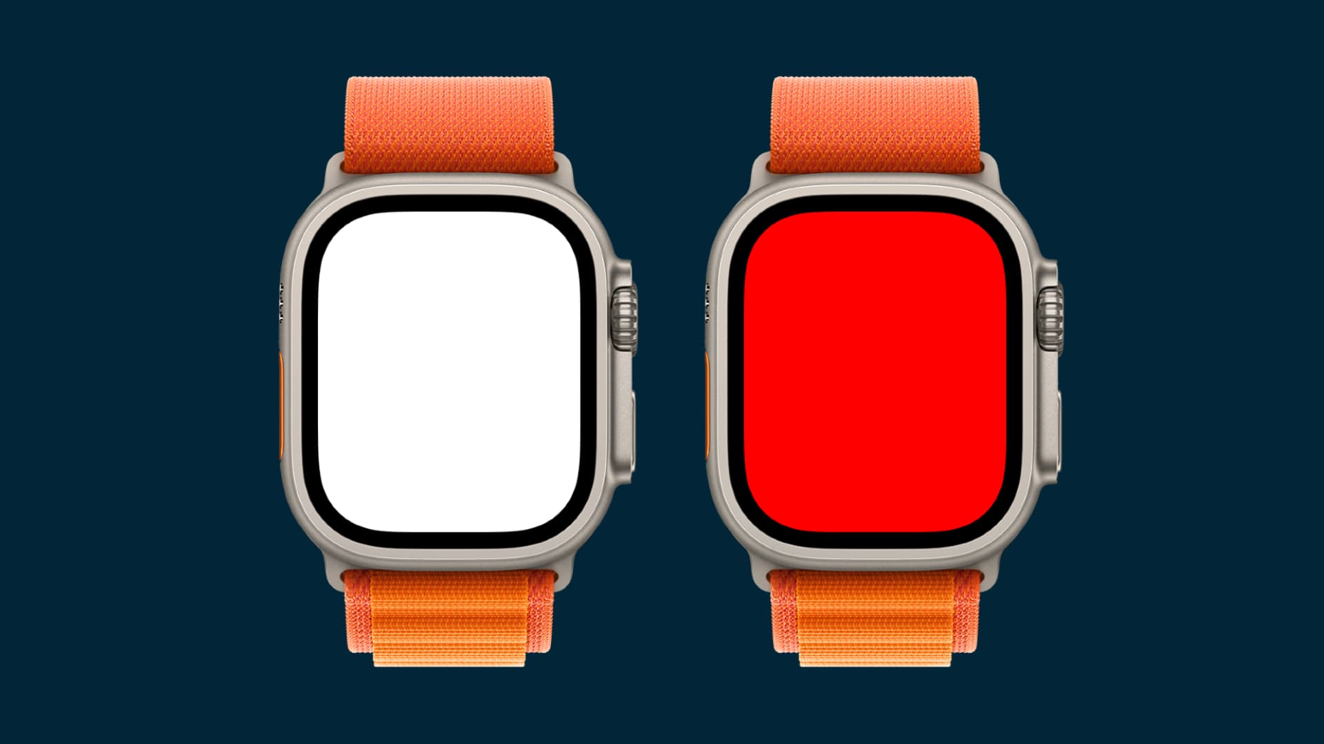 White flashlight and red alert light on Apple Watch Ultra