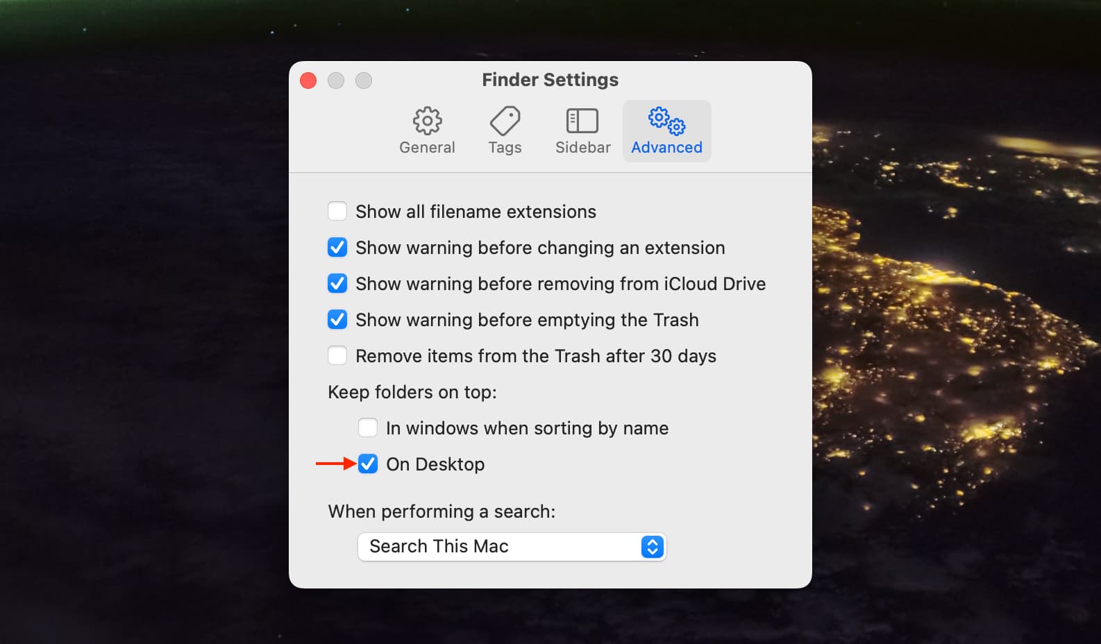 Keep folders on top on Mac desktop