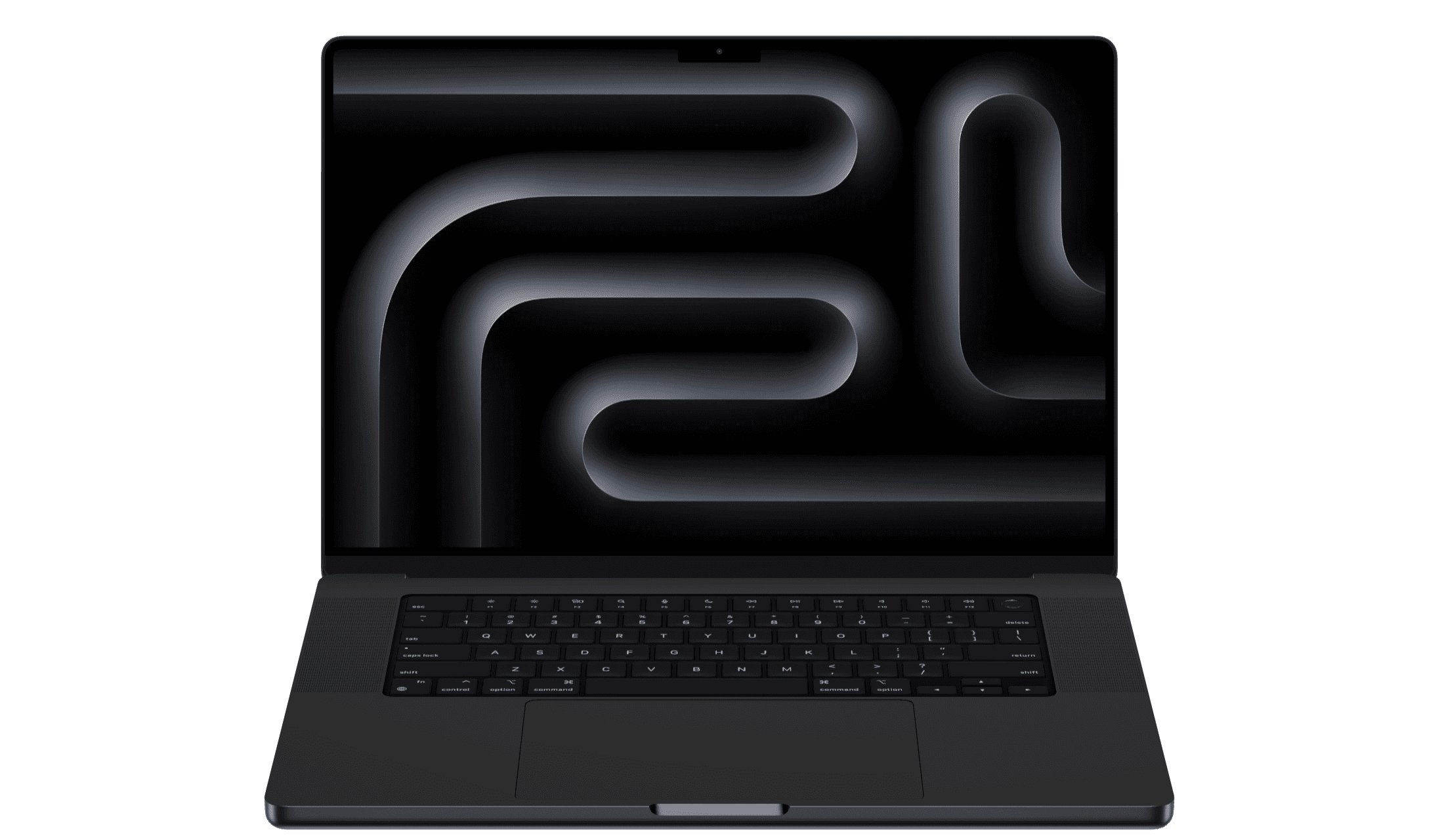 M3 MacBook Pro in Space Black with its lid open