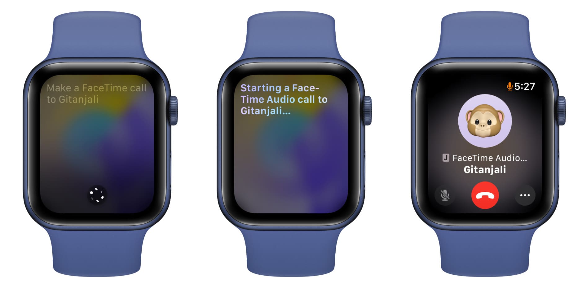 Making FaceTime call from Apple Watch using Siri