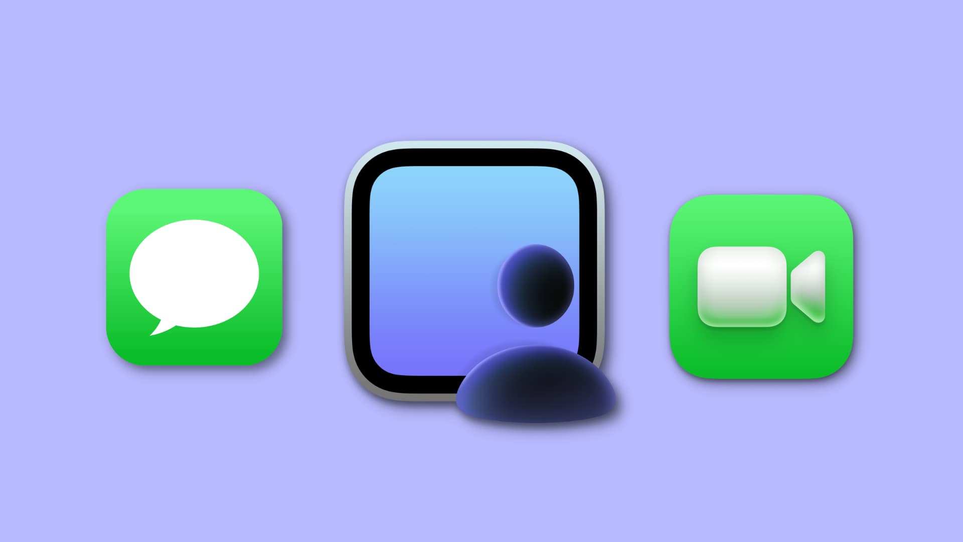 Messages, Screen Sharing, and FaceTime app icons for Mac