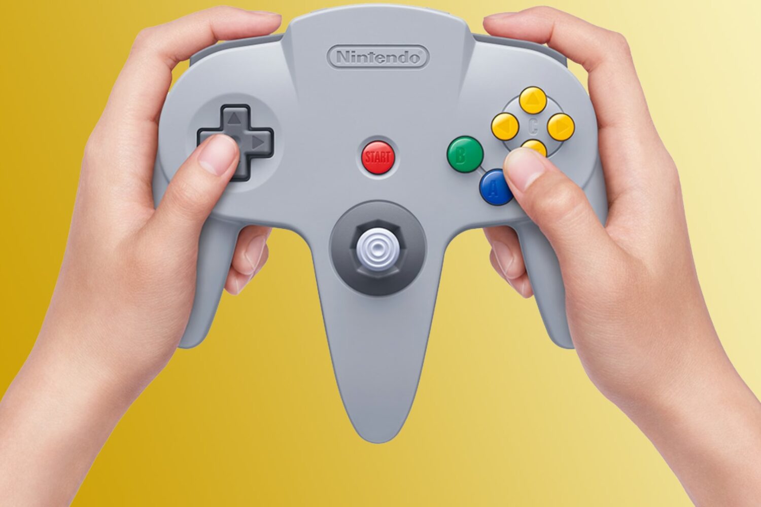 Nintendo's reworked N64 controller for Switch held in hands