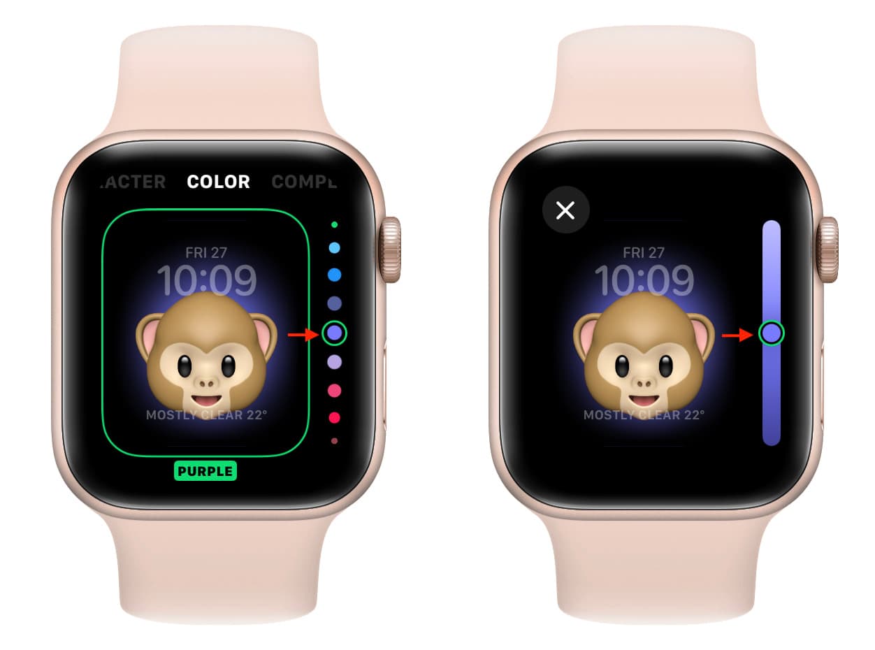 Personalize Memoji character background color for Apple Watch face