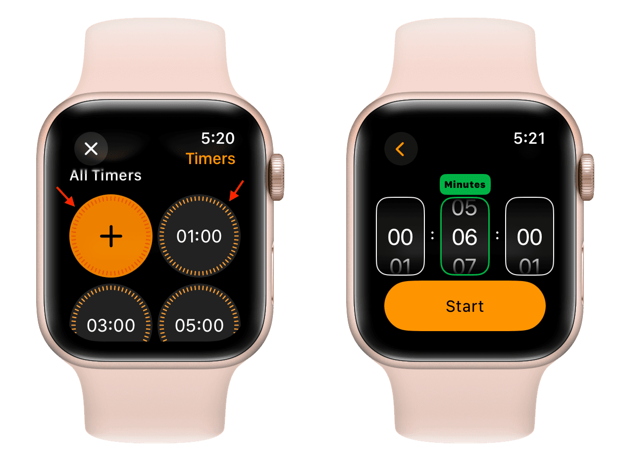 Start a quick or custom timer on Apple Watch