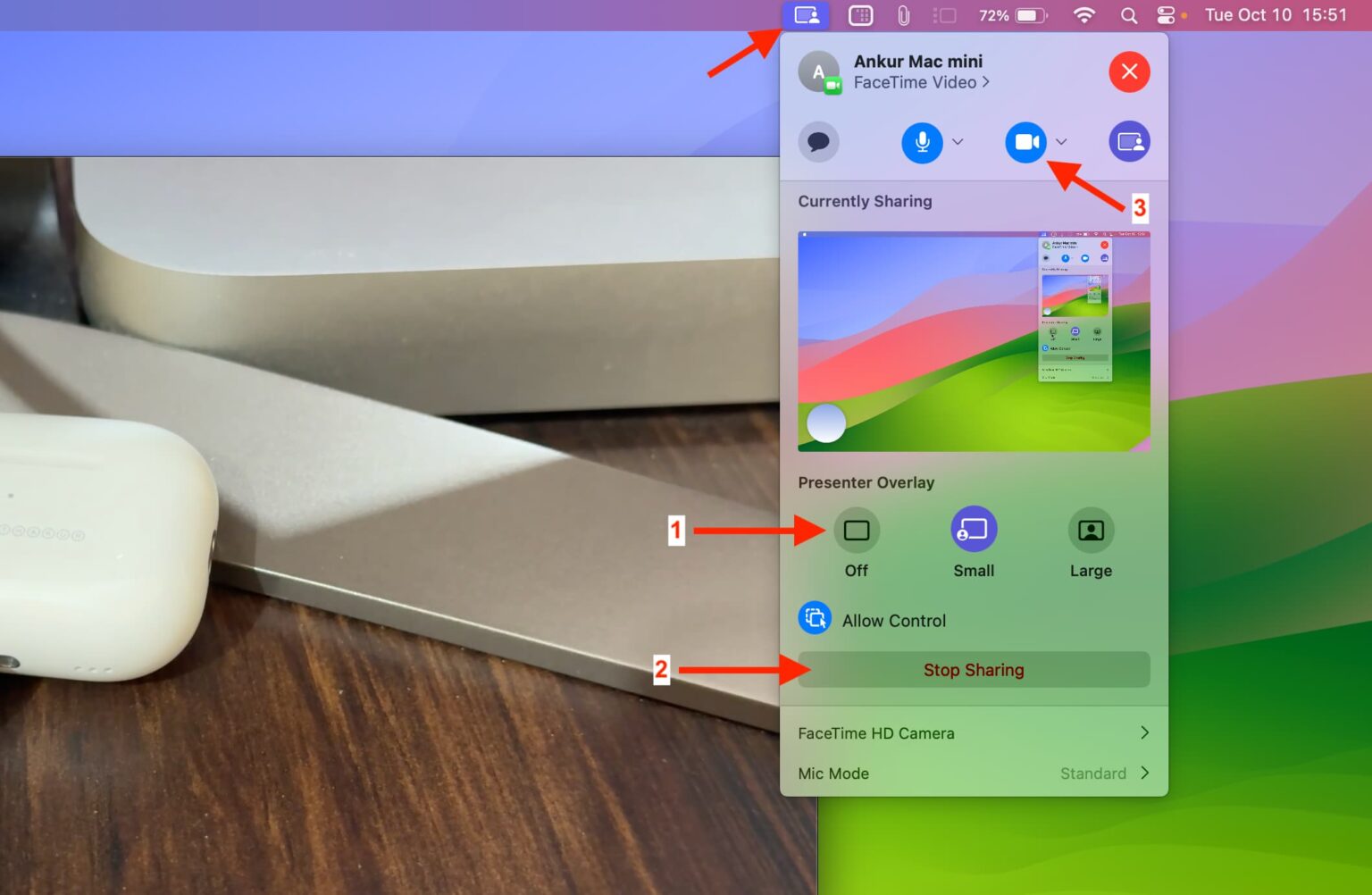 Show your face as an overlay during FaceTime & Zoom presentations