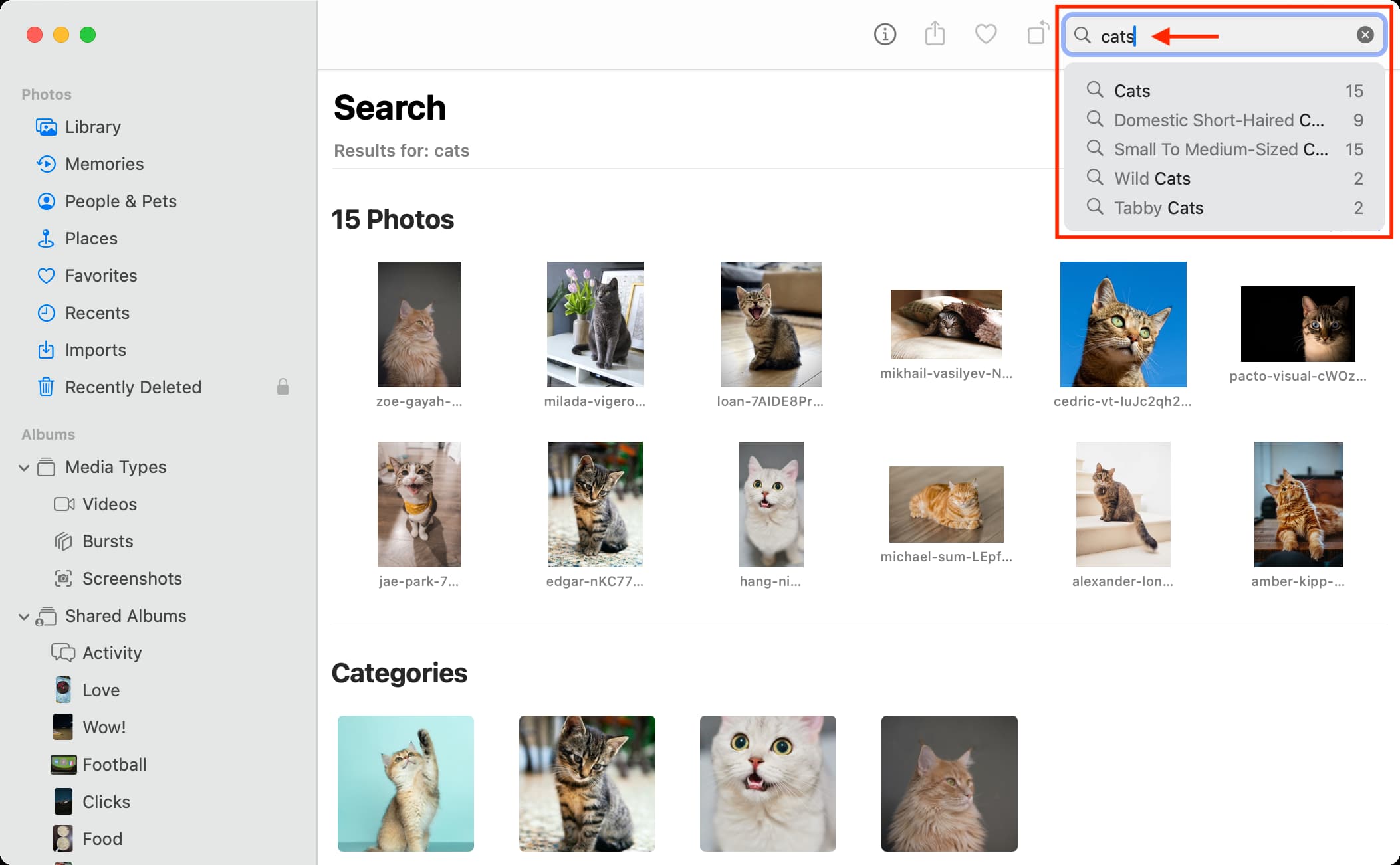Using smart Search in Photos on Mac