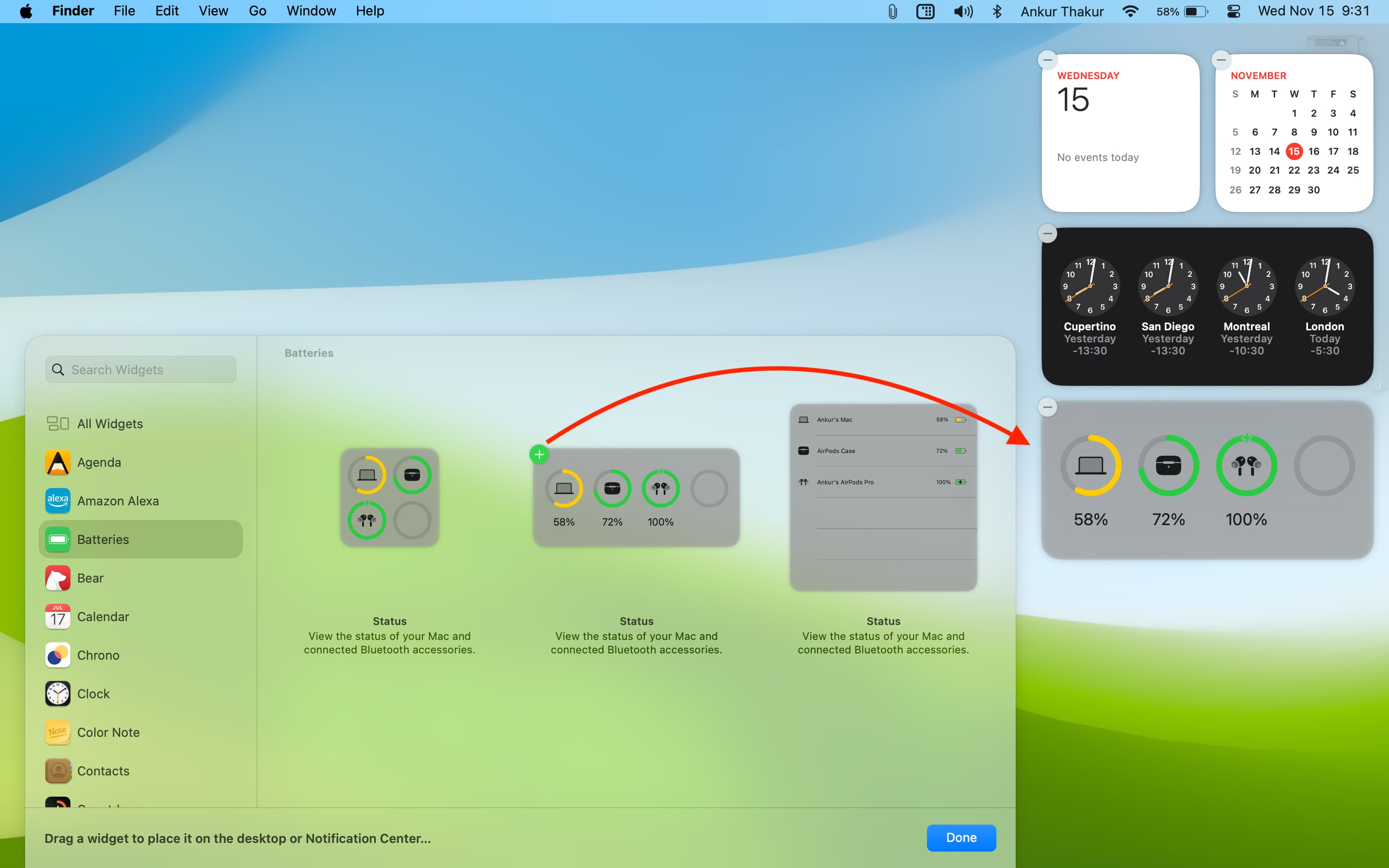 Adding app widgets to Mac Notification Center