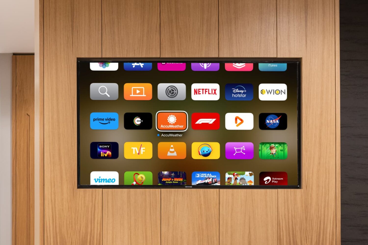 App selected on Apple TV Home Screen with high contrast focus style