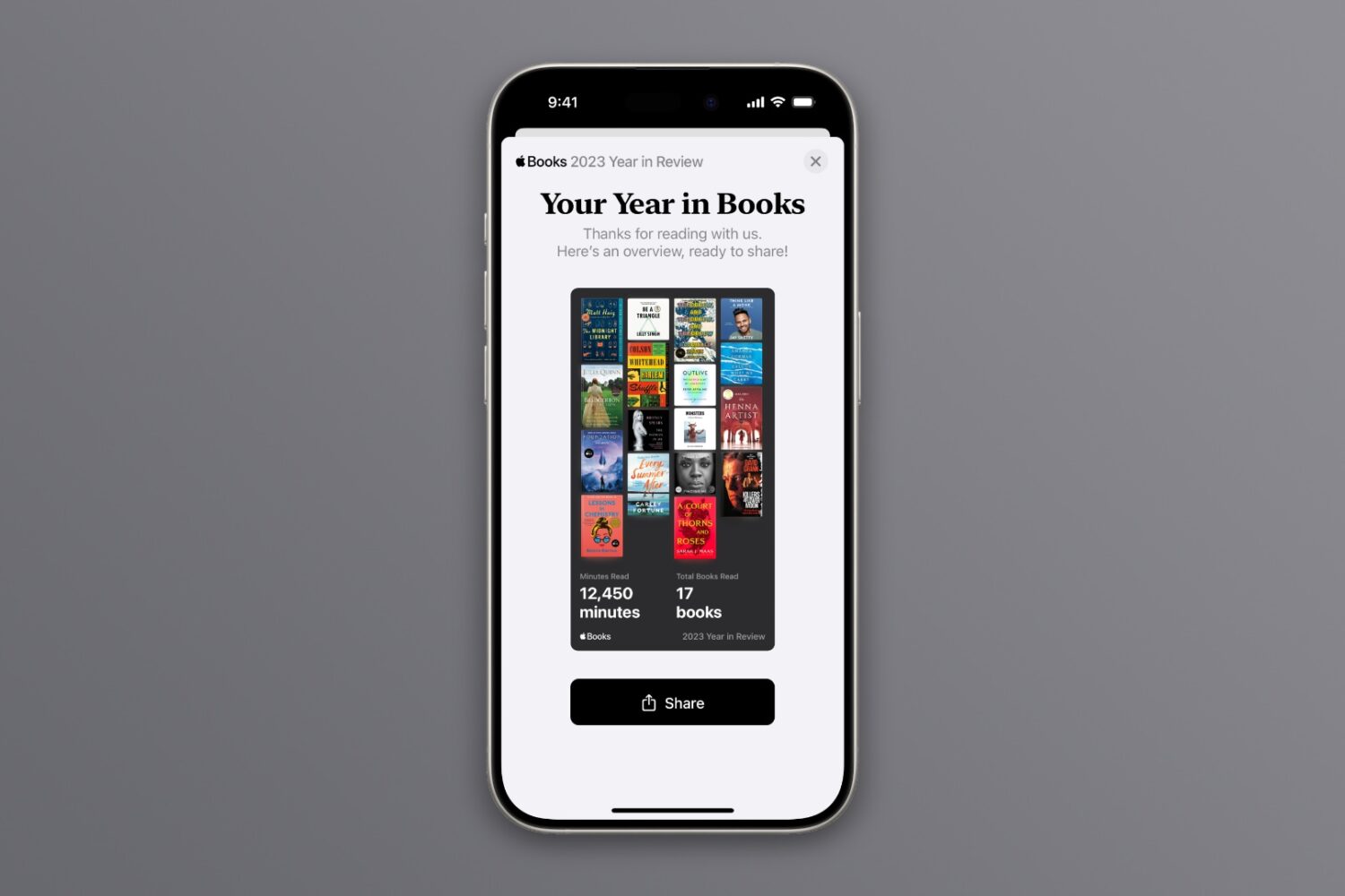 Year in Review summary on Apple Books