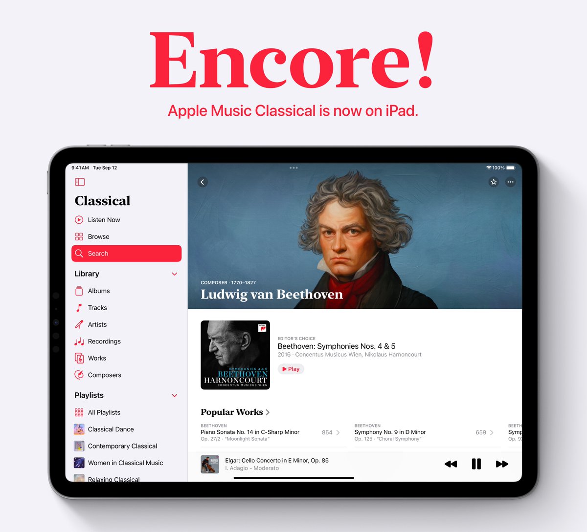 Apple Music Classical gets an iPad version with sidebar navigation