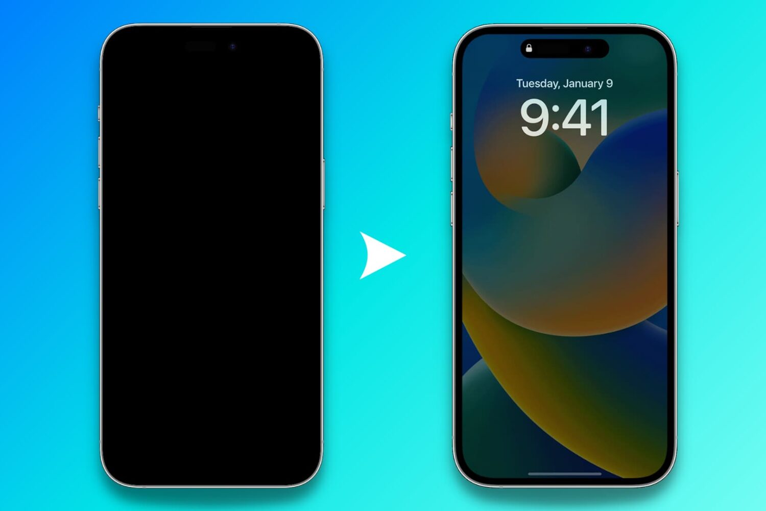 Two iPhone mockups with one showing the all black screen and one with the Always-On display active