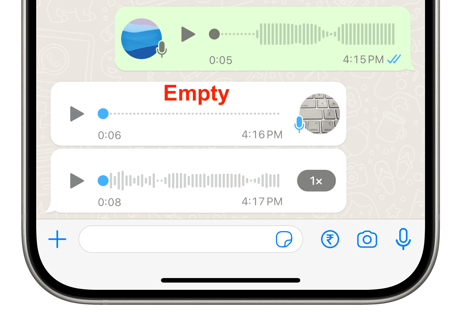 Blank and useful audio messages on WhatsApp