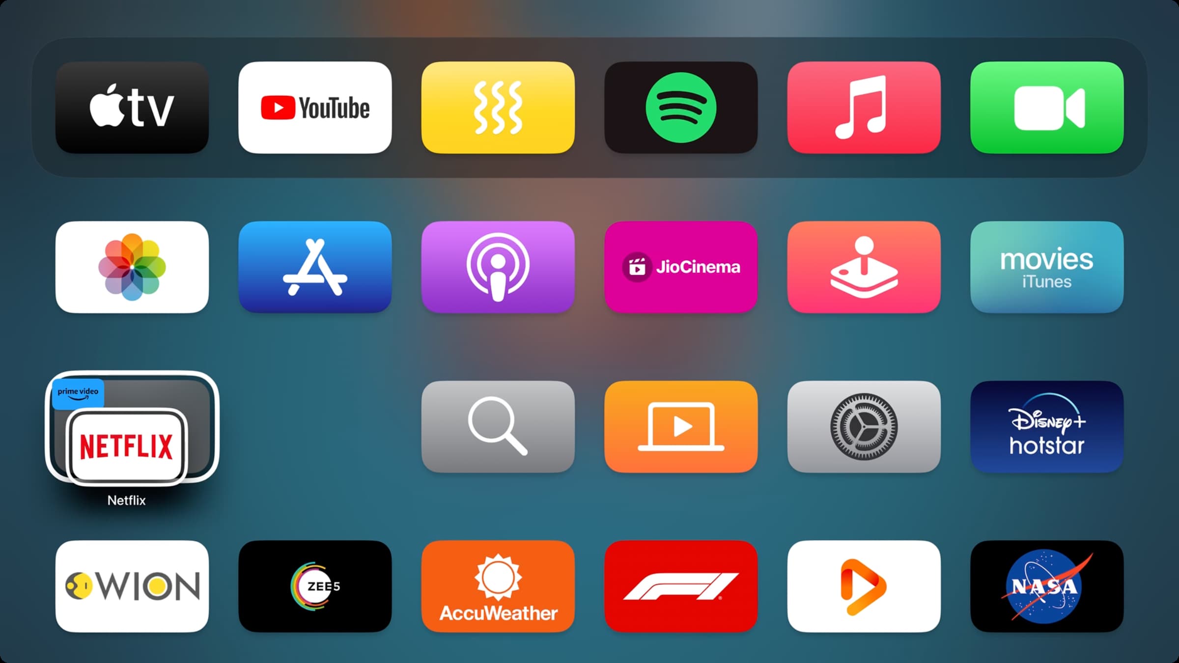 Drag one app over another app to create folder on Apple TV