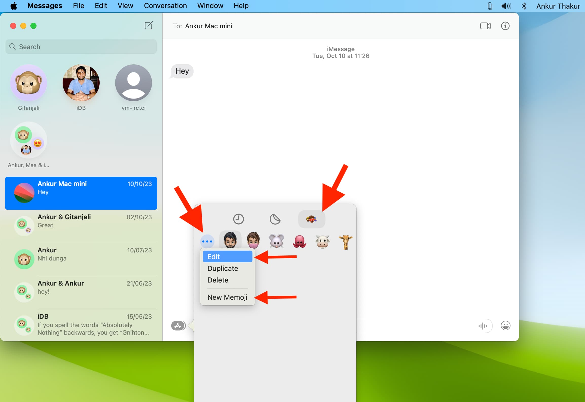 Edit or create new Memoji in Messages on Mac