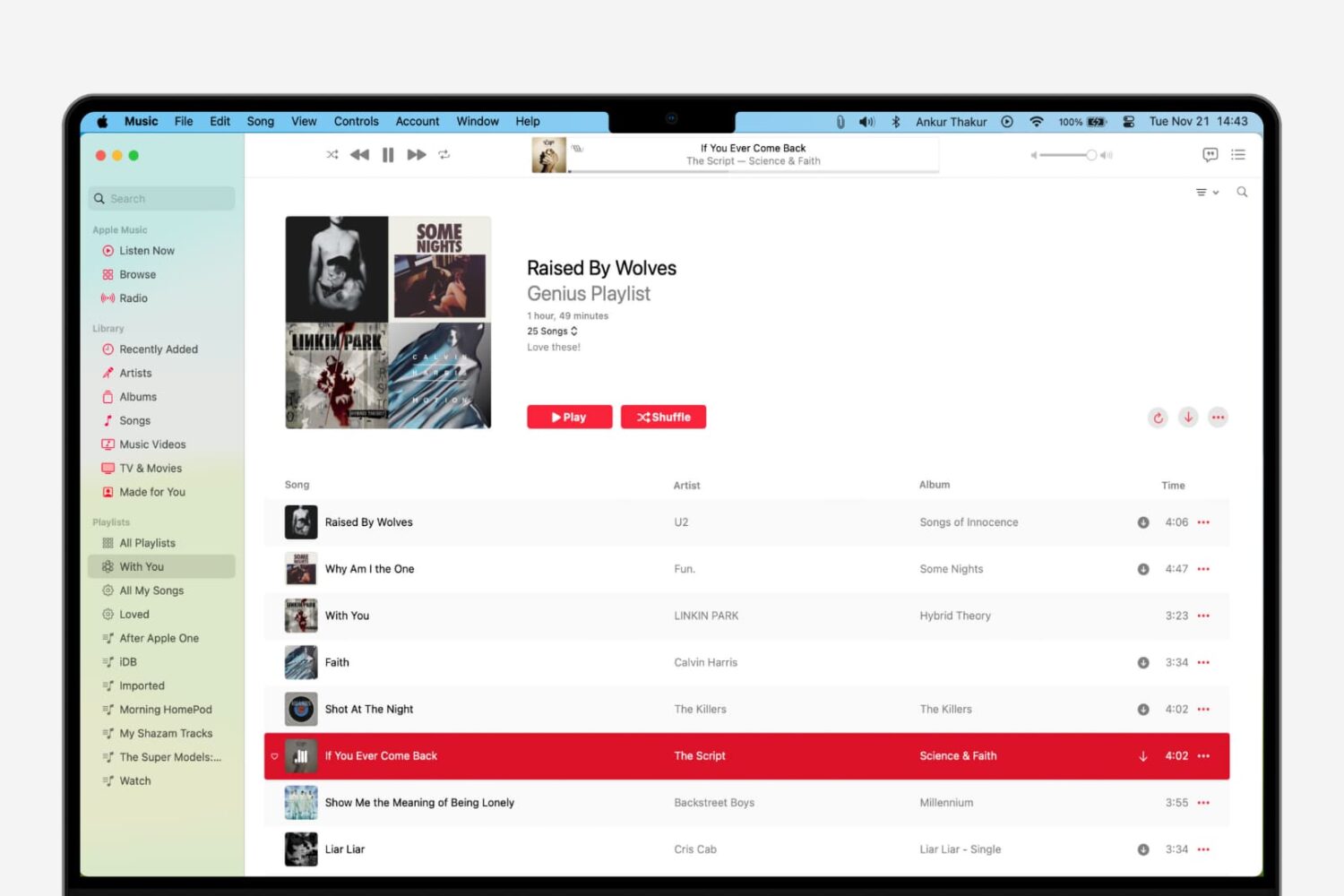 Genius Playlist in Music app on Mac