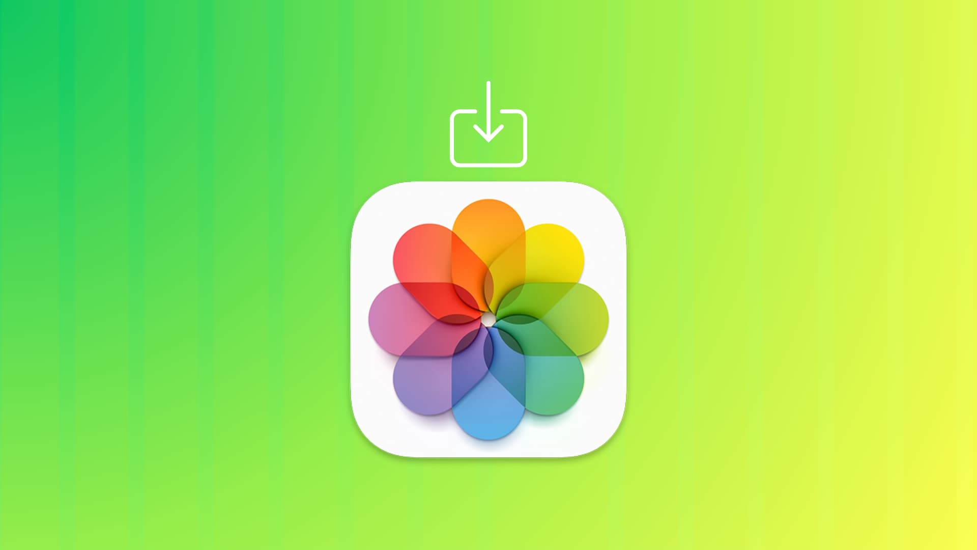 Apple Photos app with an import icon above it