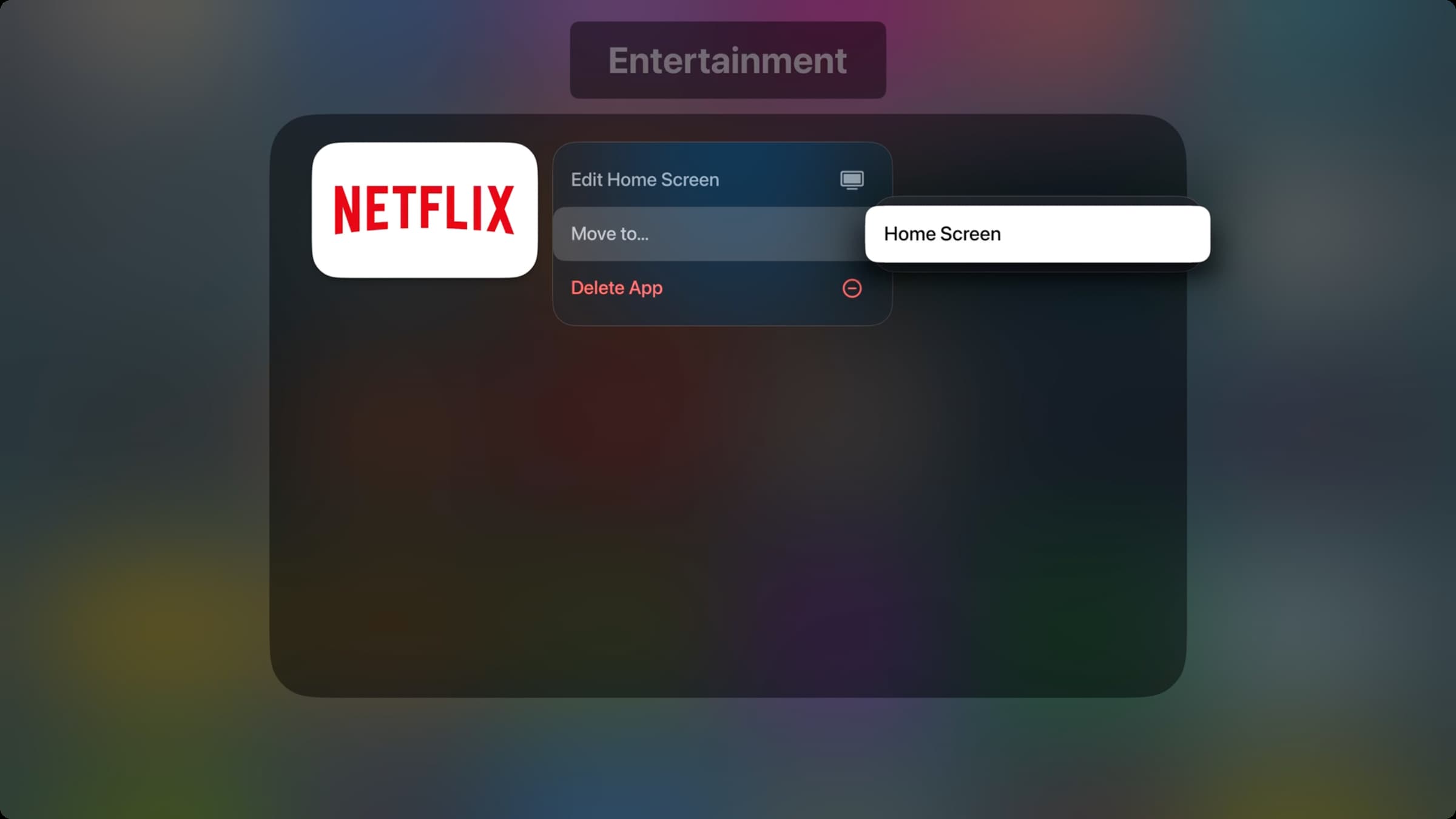 Remove an app from a folder on Apple TV