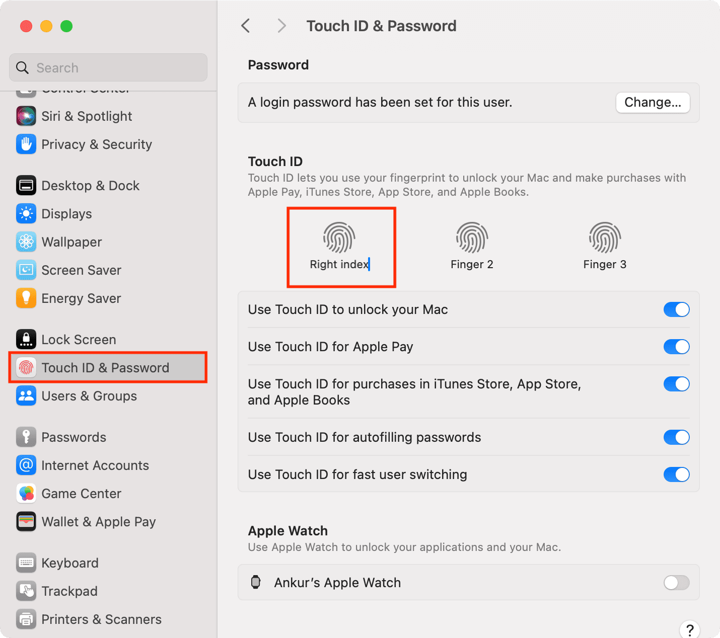 Renaming Touch ID fingerprint on Mac