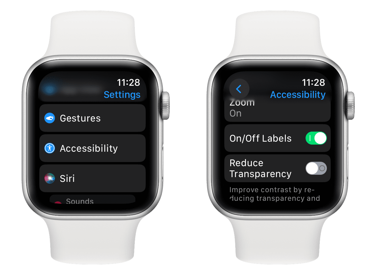 Show on off labels for switches on Apple Watch