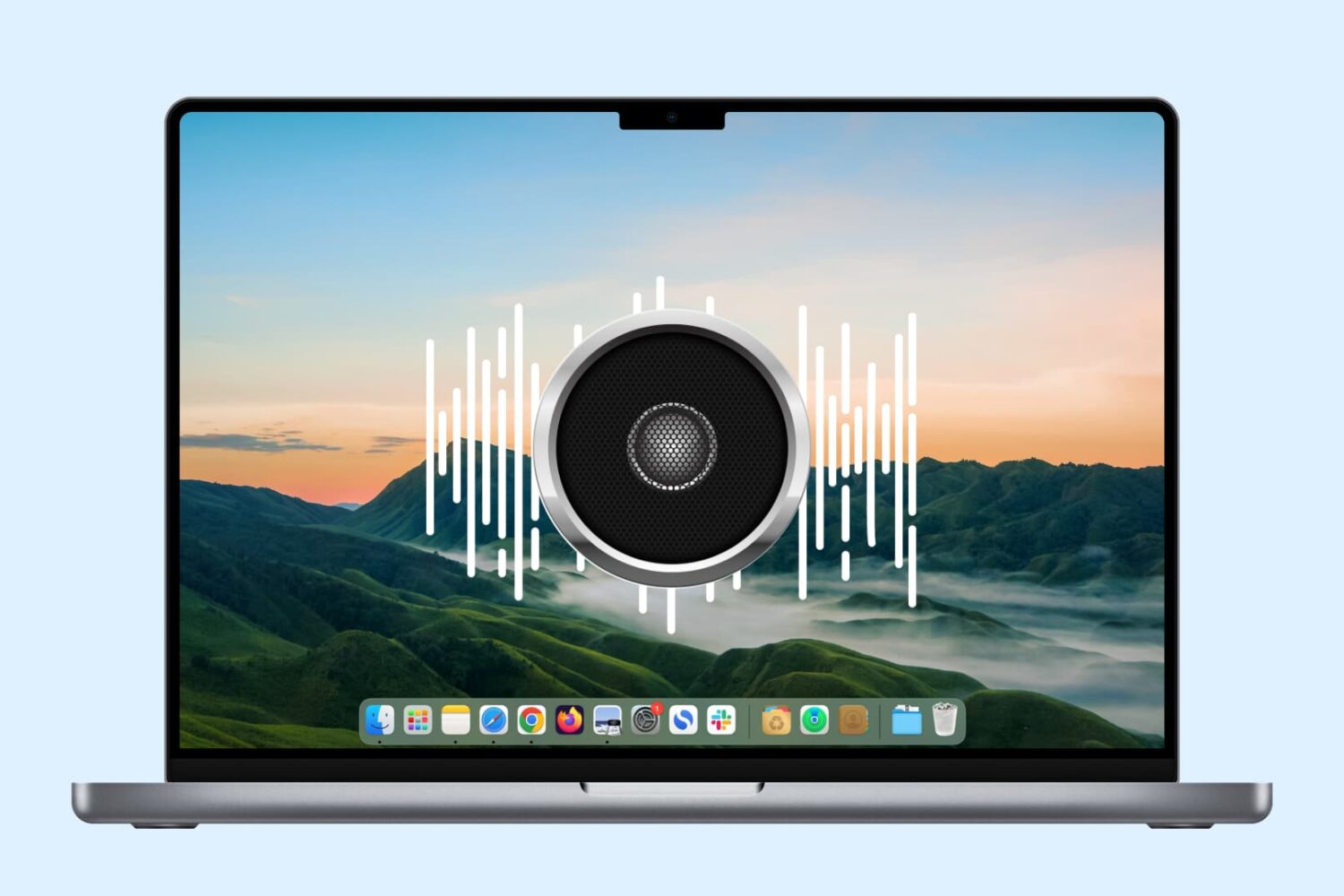 Speaker icon over a MacBook