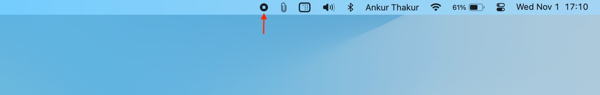 Stop screen recording option in Mac menu bar